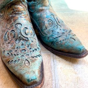 Corral Ladies Sabrina Metallic Bronze & Turquoise Glitter Cowboy Boots